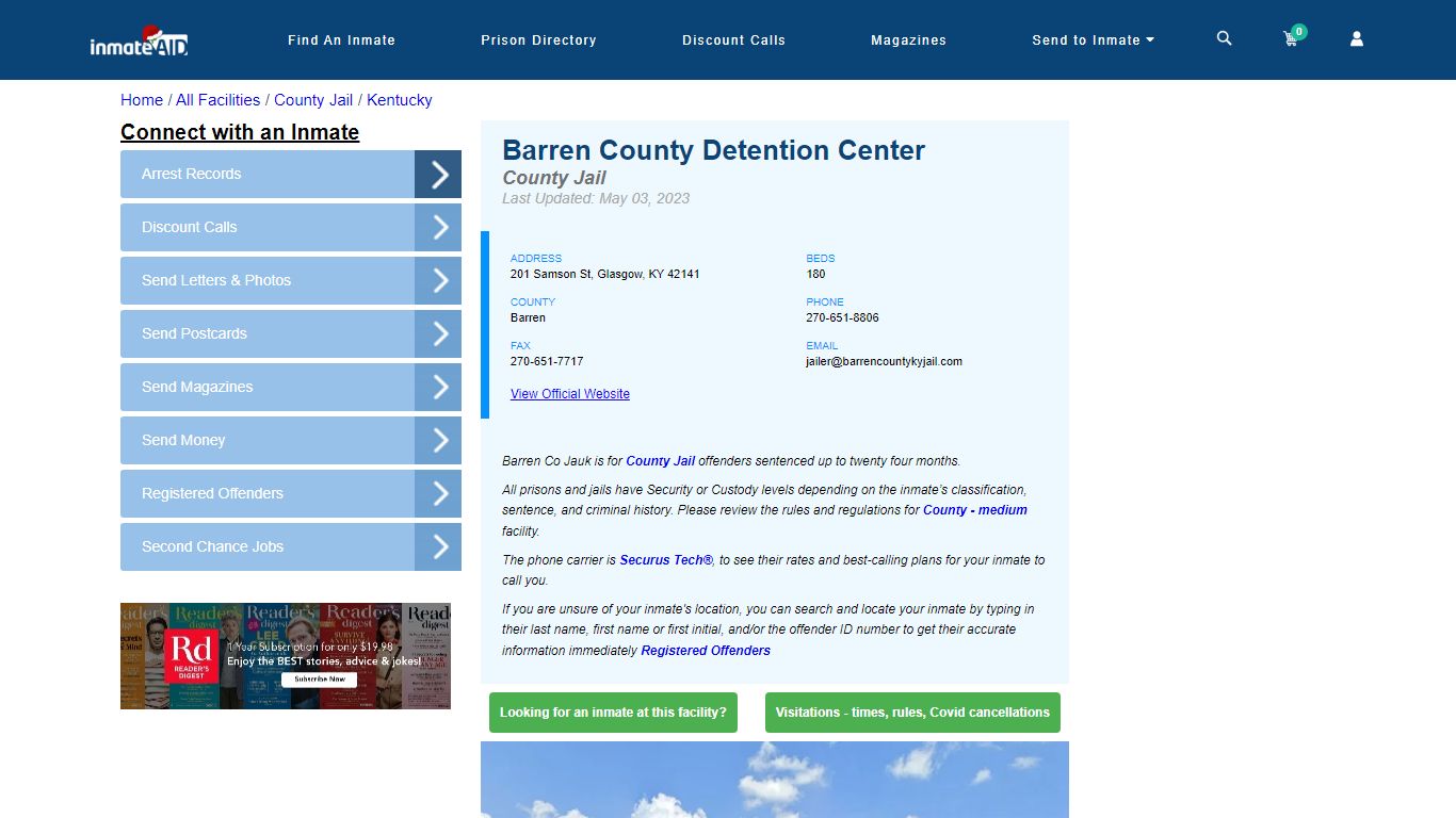 Barren County Detention Center - Inmate Locator - Glasgow, KY